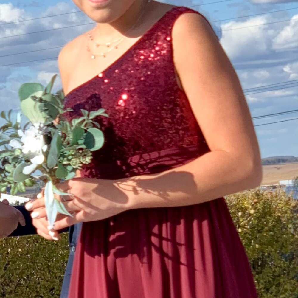 Christina Wu, Burgundy Bridesmaids dress - Picture 6 of 8